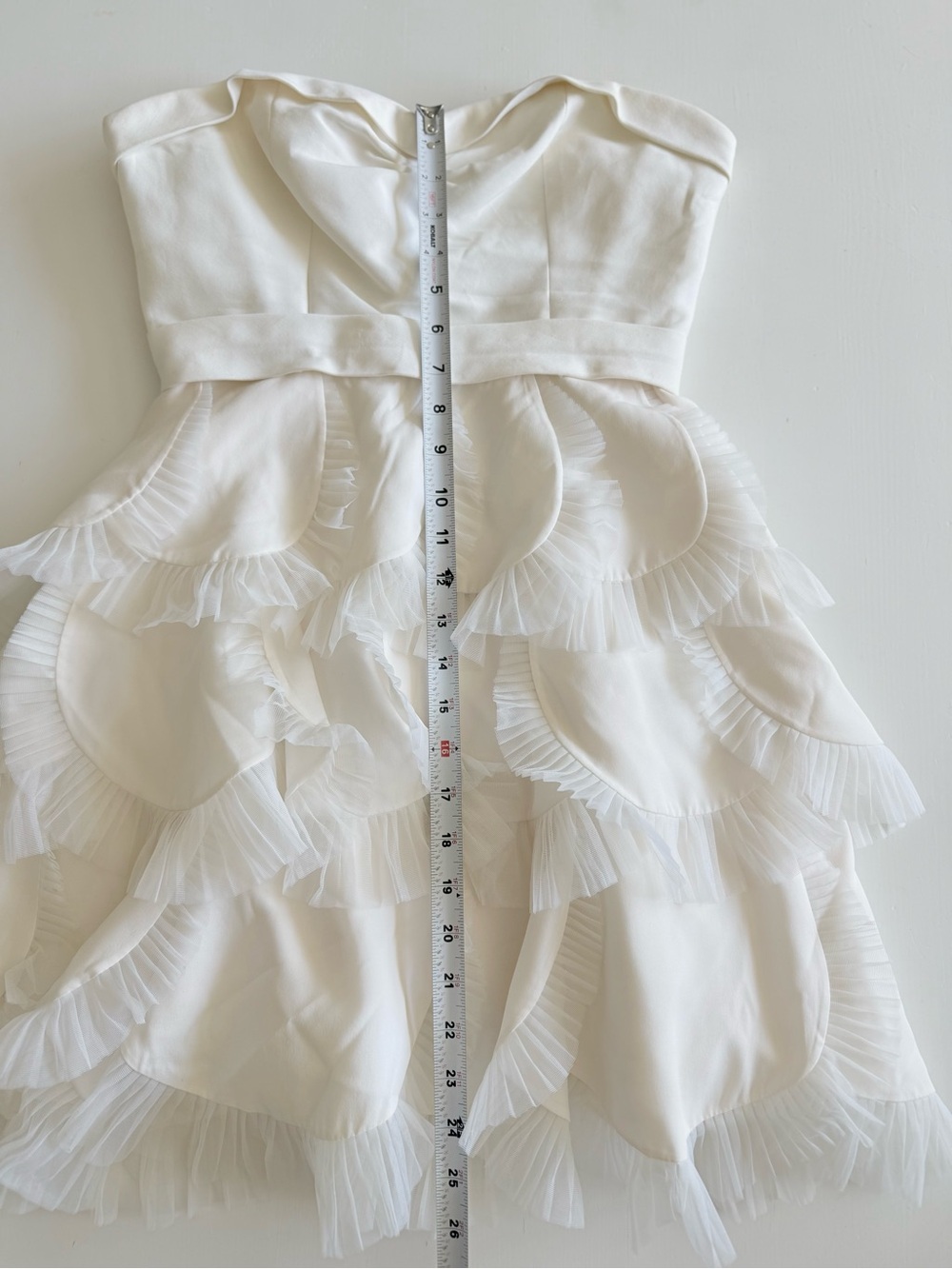 BCBG Max Azria white strapless sweetheart cocktail dress tiered ruffle bustier 4 - Picture 13 of 13